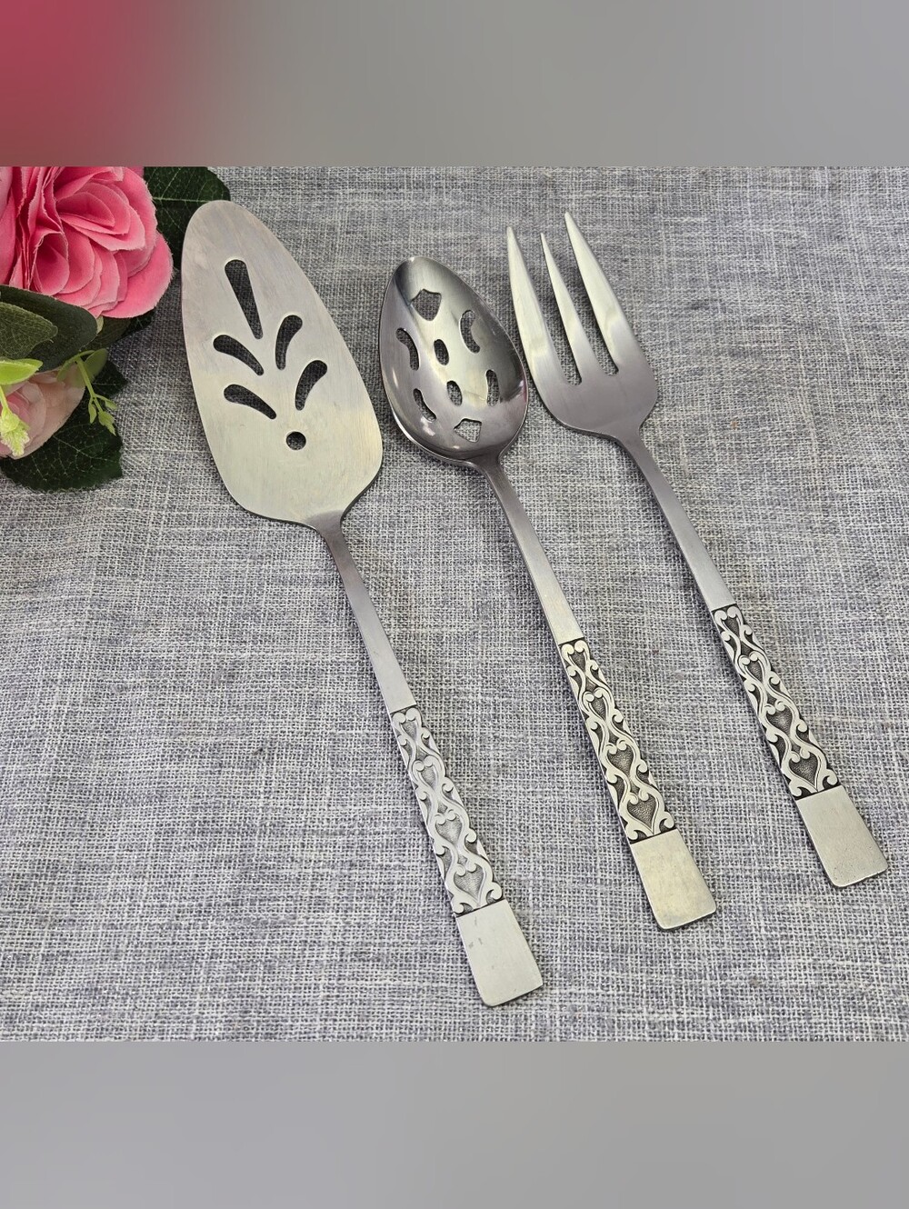 MCM National Stainless MONOLOGUE Hostess Serving Set 3 Pc Cake Spoon Fork Japan